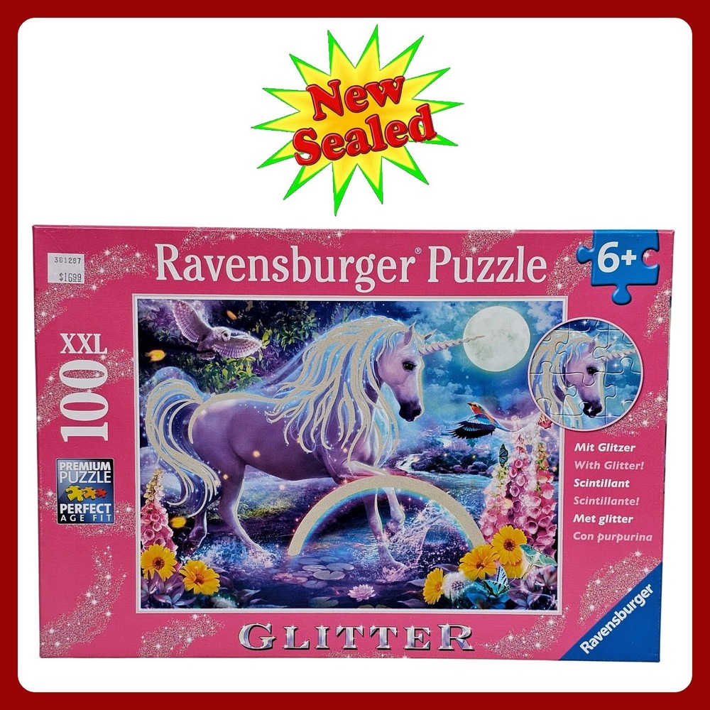Ravensburger Glitter Unicorn Rainbow‎ 100 XXL Piece Puzzle Kids Ages 6+ New